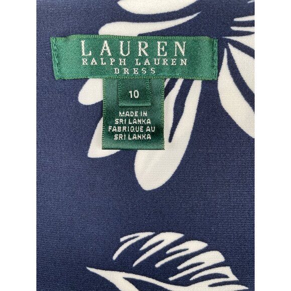 Lauren Ralph Lauren Women's Blue Tropical Leaf Sleeveless Dress SIze 10 SKU 4400 - Picture 4 of 6